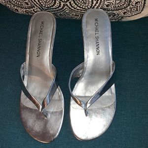 Michael Shannon Heeled Metallic Flip Flop